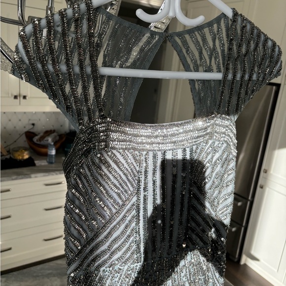 Adrianna Papell  glittering art deco mother of the bride evening dinner gown sz8 - Picture 4 of 16